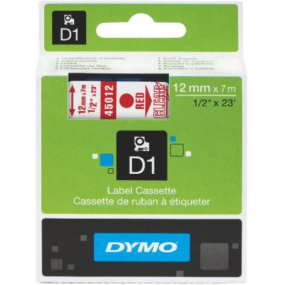 DYMO 45012 Şeffaf/Kırmızı D1 Yedek Şerit (12 mm x 7 mt)