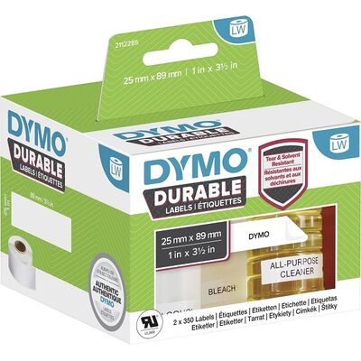 DYMO Etiket rulosu 89 x 25 mm PE film Beyaz 700 adet Kalıcı 2112285 Çok amaçlı etiketler, Adres etiketleri