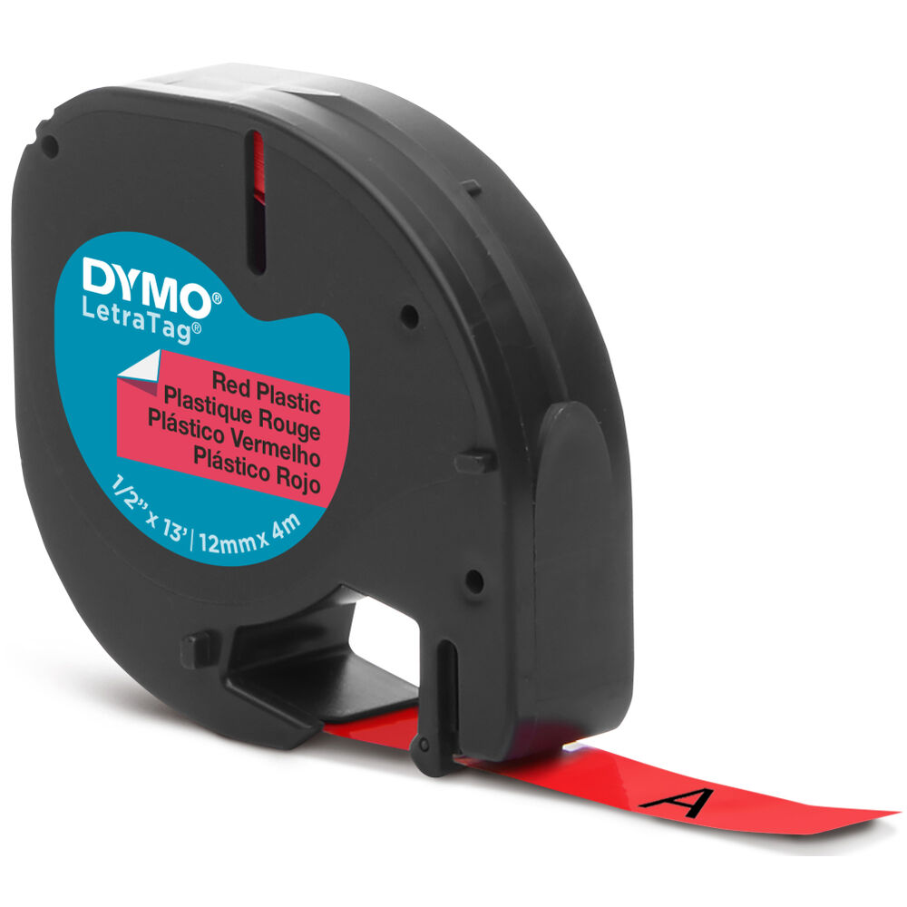 DYMO S0721630 Kırmızı LetraTag Plastik Şerit (12mm x 4mt)