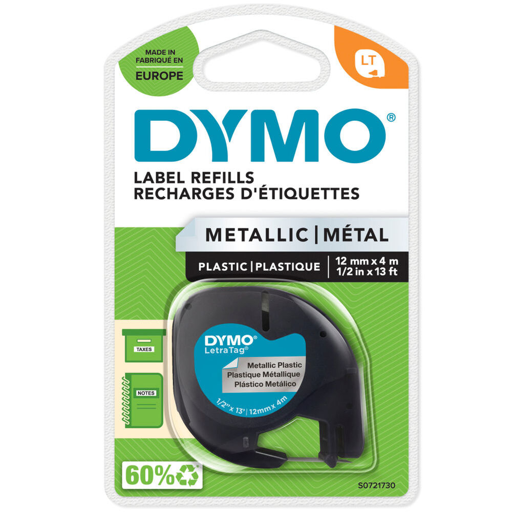 DYMO S0721730 Metalik Gri LetraTag Metalik Şerit (12mm x 4mt)